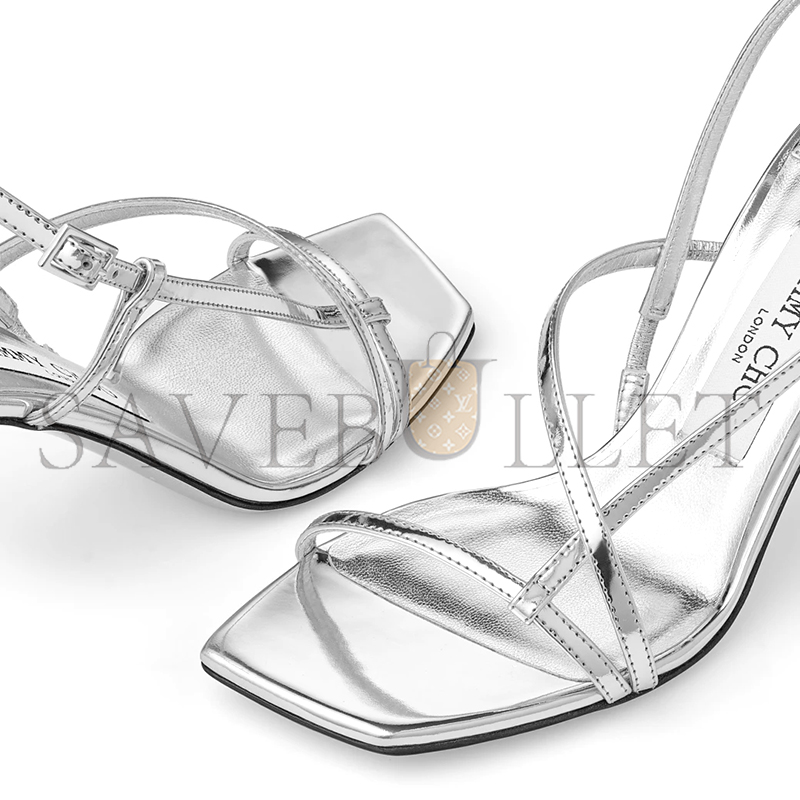 Ji*y Ch* etana 80 silver metallic leather sandals etana80qui